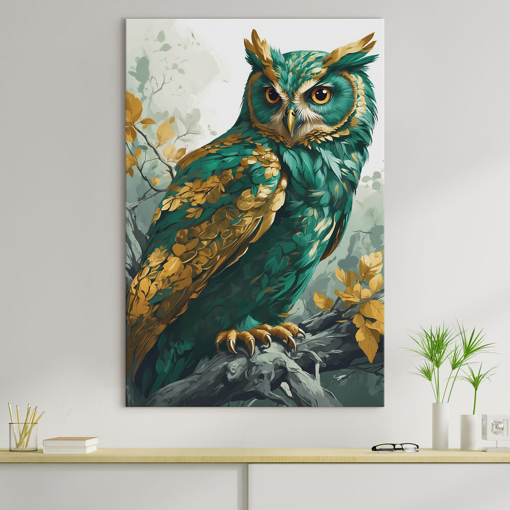 A painting of an owl A painting of an owl