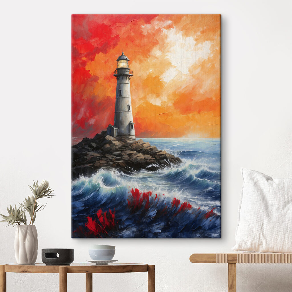 A lighthouse on a rocky island