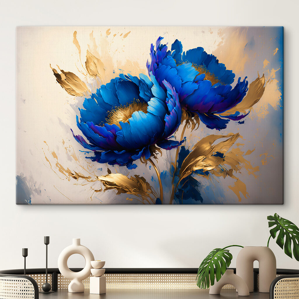 Vibrant Blue Blooms Amid Splashes Vibrant Blue Blooms Amid Splashes