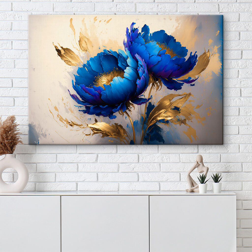 Vibrant Blue Blooms Amid Splashes Vibrant Blue Blooms Amid Splashes