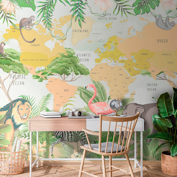 A map of the world with animals A map of the world with animals