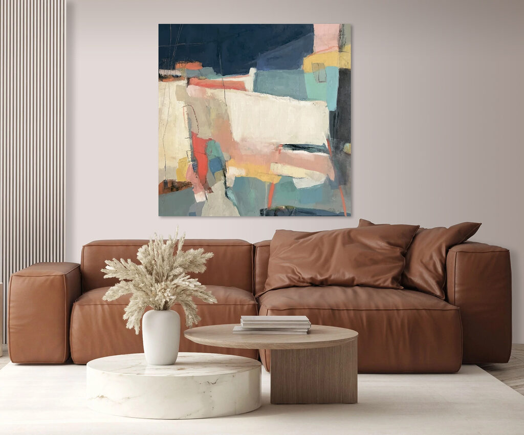 A painting of colorful shapes A painting of colorful shapes