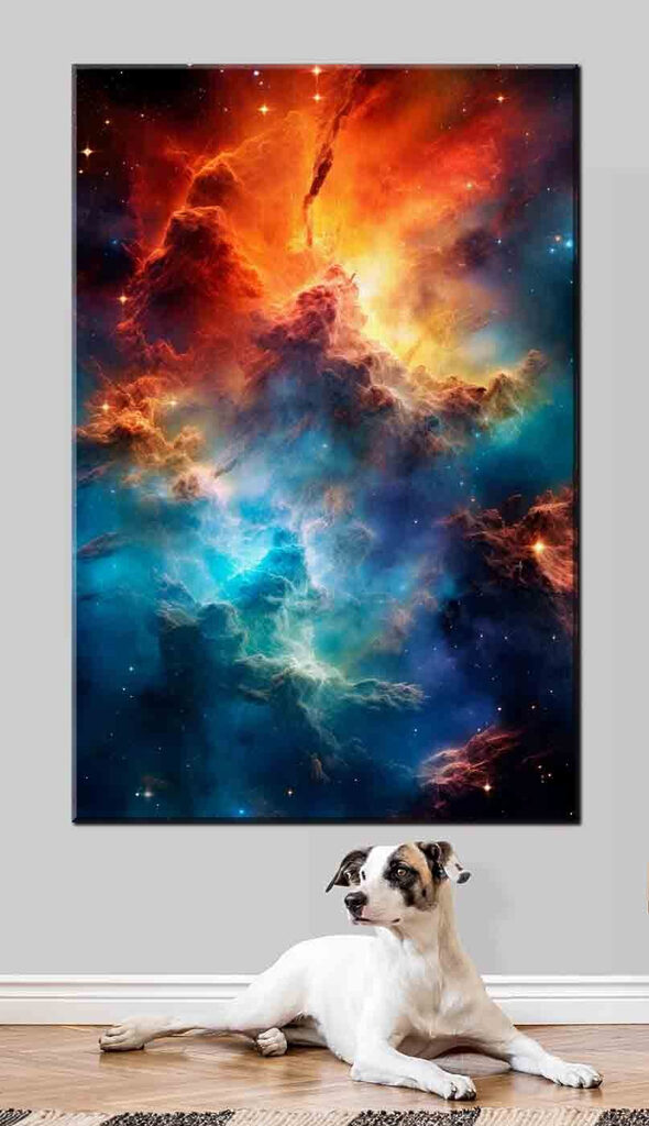 Colorful clouds and stars in space