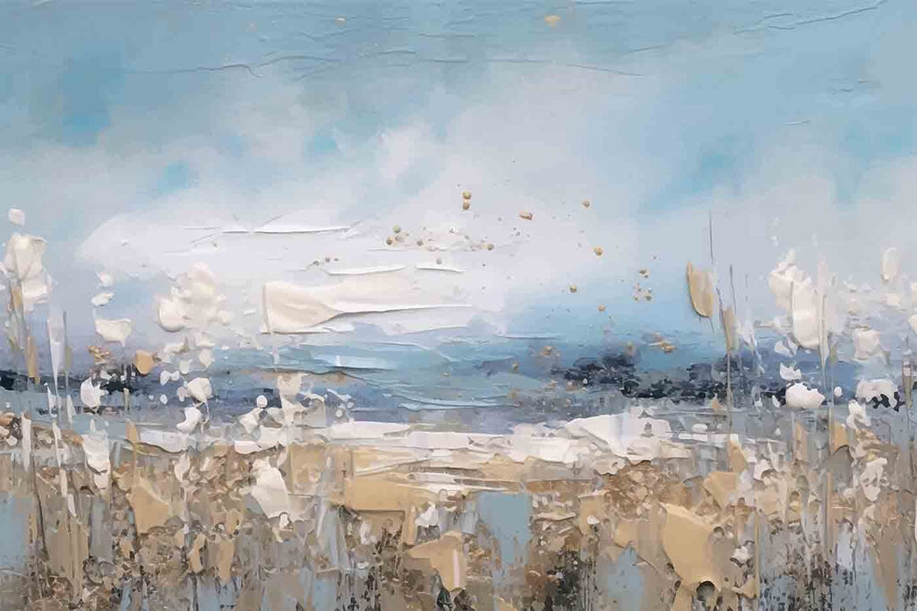 A painting of a beach A painting of a beach