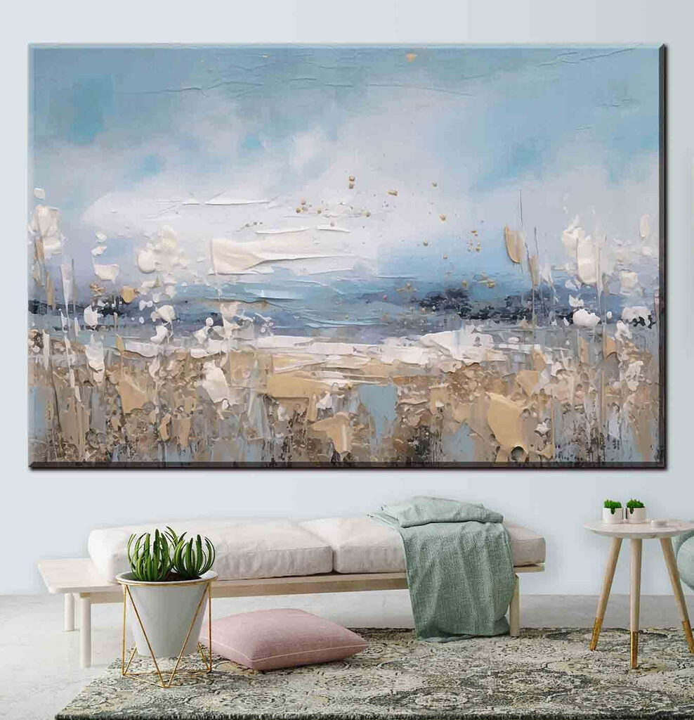 A painting of a beach A painting of a beach