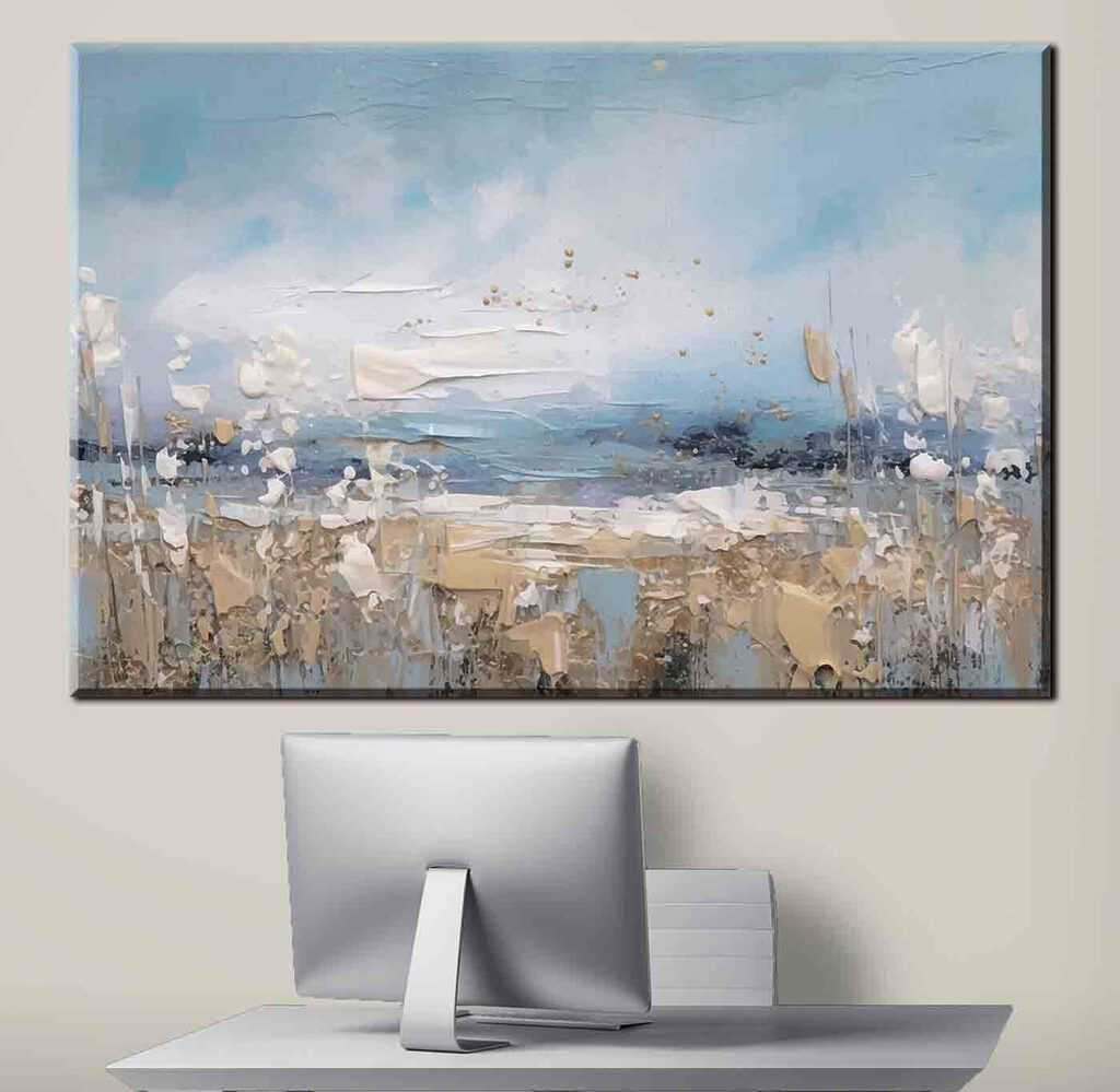 A painting of a beach A painting of a beach
