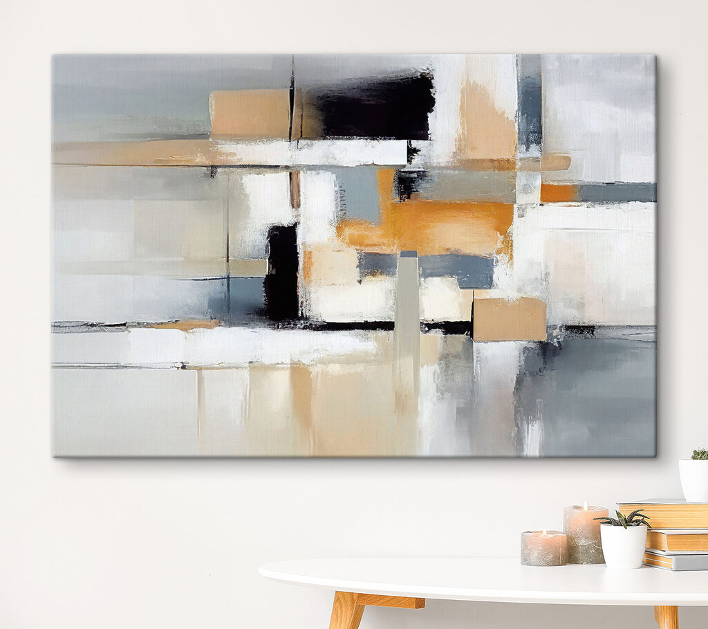A painting of a white and black abstract art A painting of a white and black abstract art