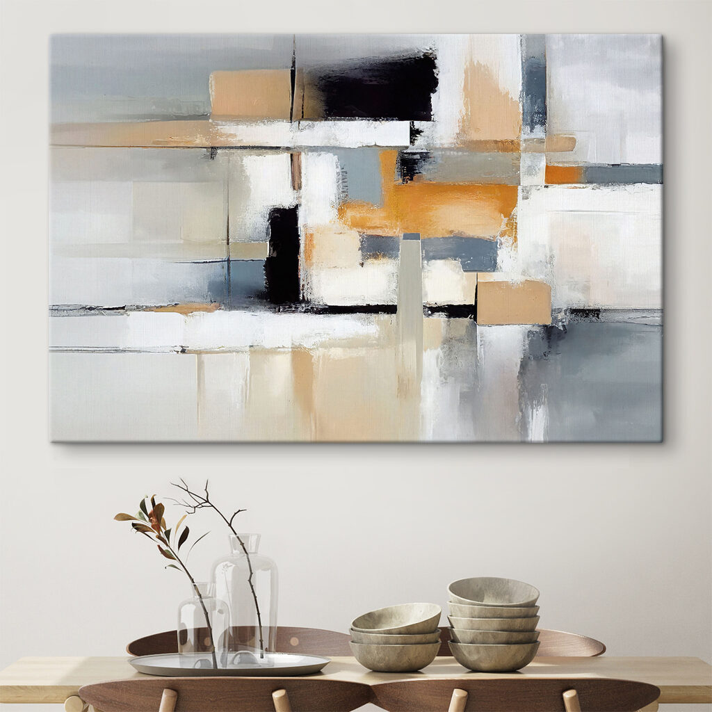 A painting of a white and black abstract art A painting of a white and black abstract art