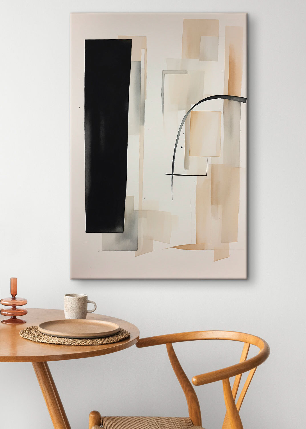 A painting of a black rectangle and rectangle A painting of a black rectangle and rectangle