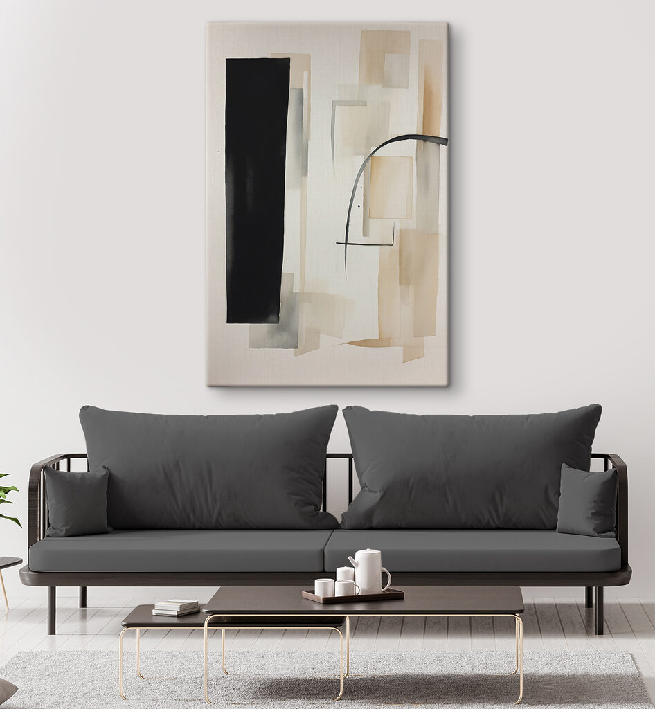 A painting of a black rectangle and rectangle A painting of a black rectangle and rectangle