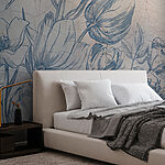 Fototapety Kresba kvetov na popraskanej stene