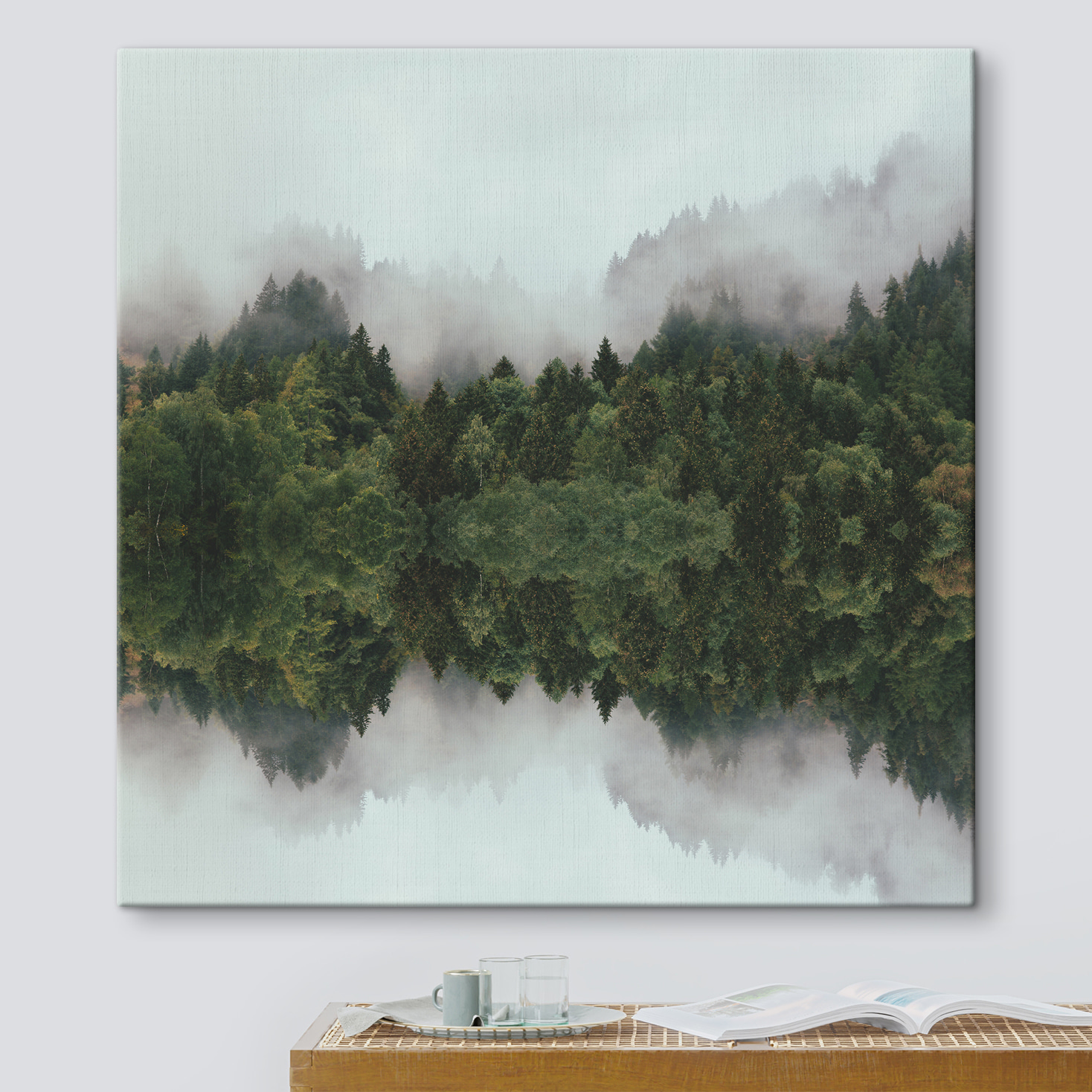 A reflection of trees in the water A reflection of trees in the water