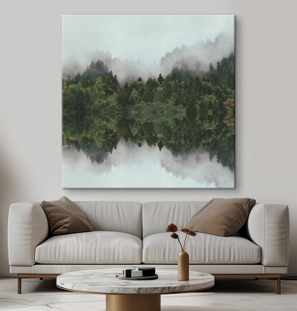 A reflection of trees in the water A reflection of trees in the water