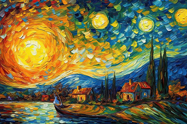 Obraz domu a lode na jazere Obraz domu a lode na jazere