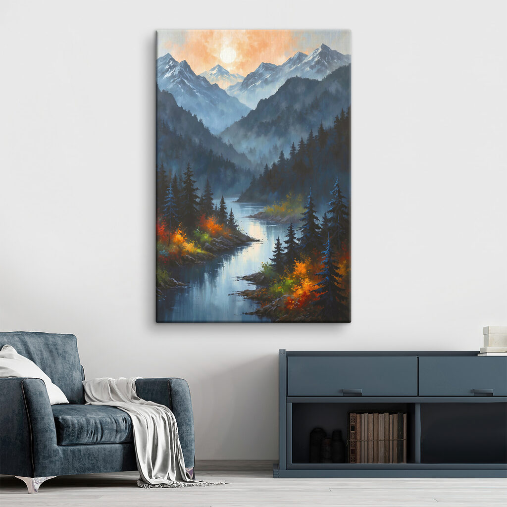 A river running through a mountain valley A river running through a mountain valley