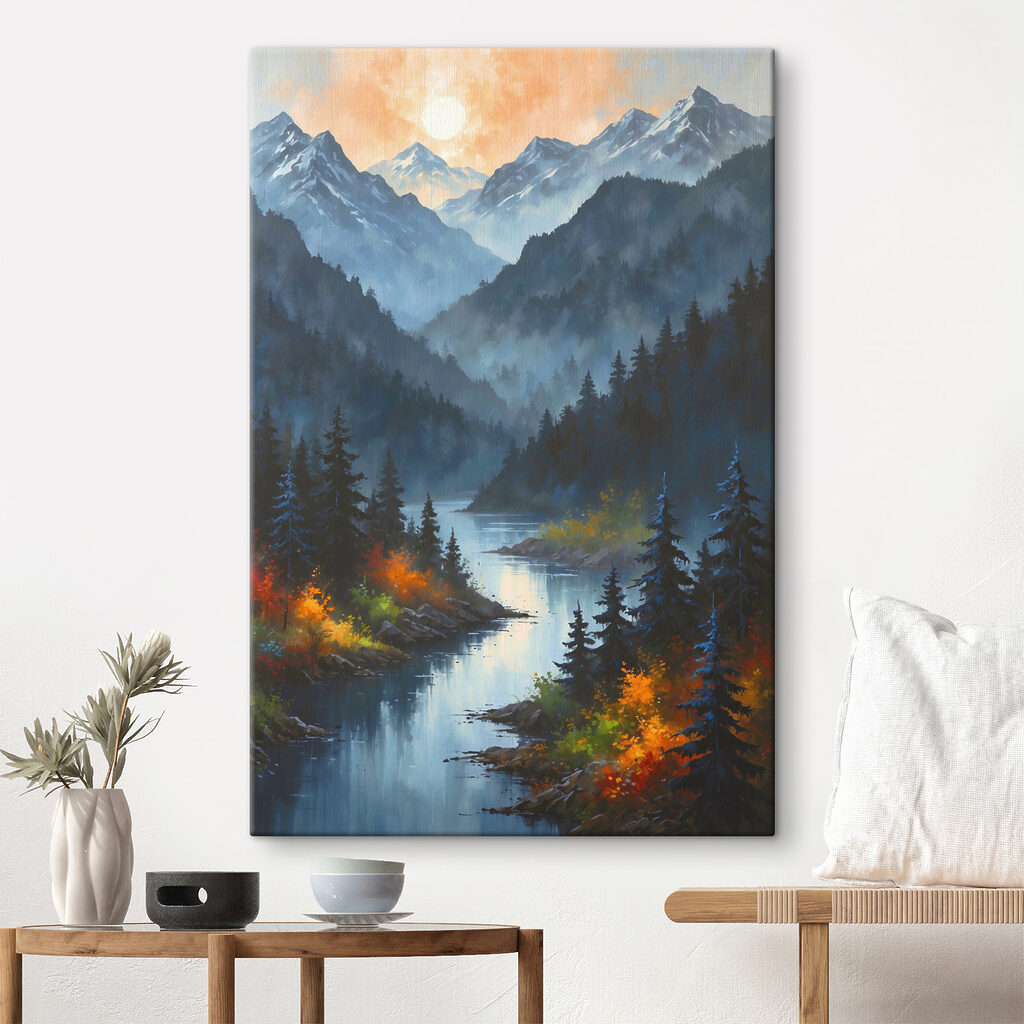 A river running through a mountain valley A river running through a mountain valley