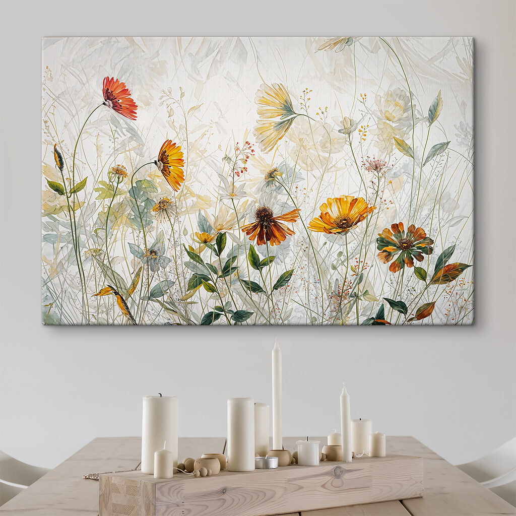 A painting of flowers and leaves A painting of flowers and leaves