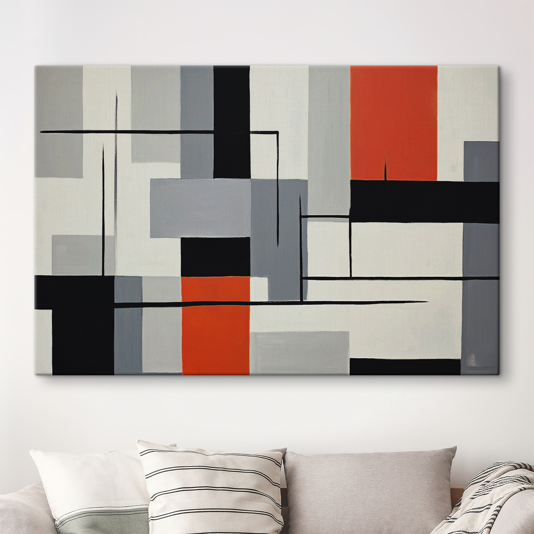 s37278pig109m - Obraz čiernych červených a bielych obdĺžnikov - tegory