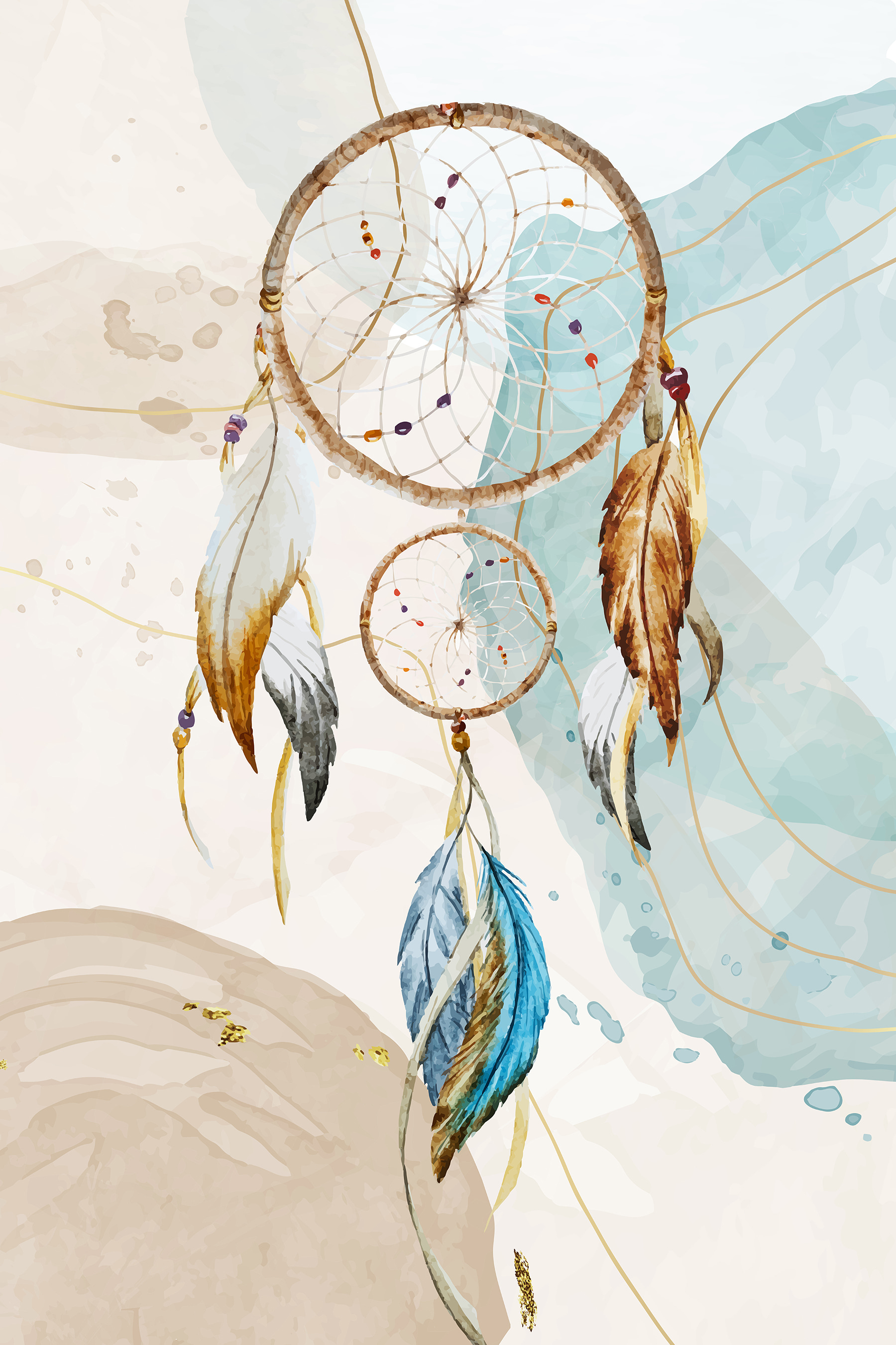 A dream catcher with feathers