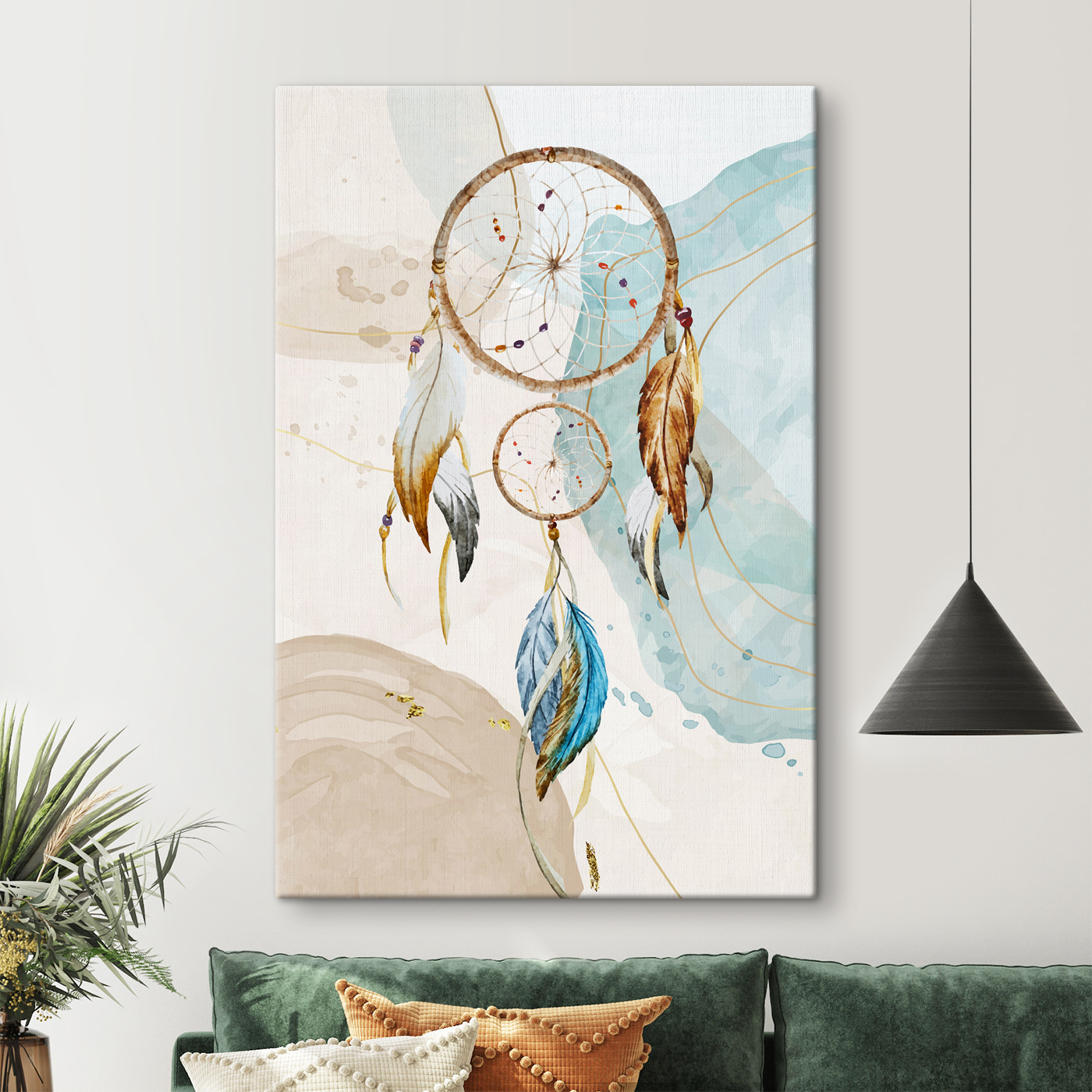 A dream catcher with feathers