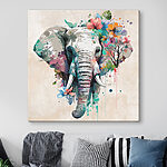 Obraz Slon s kvetmi a listami