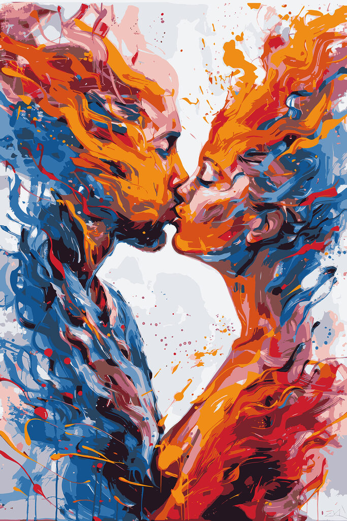 A man and woman kissing A man and woman kissing