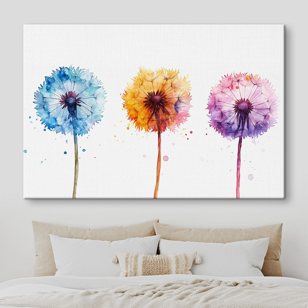 A group of colorful dandelions A group of colorful dandelions