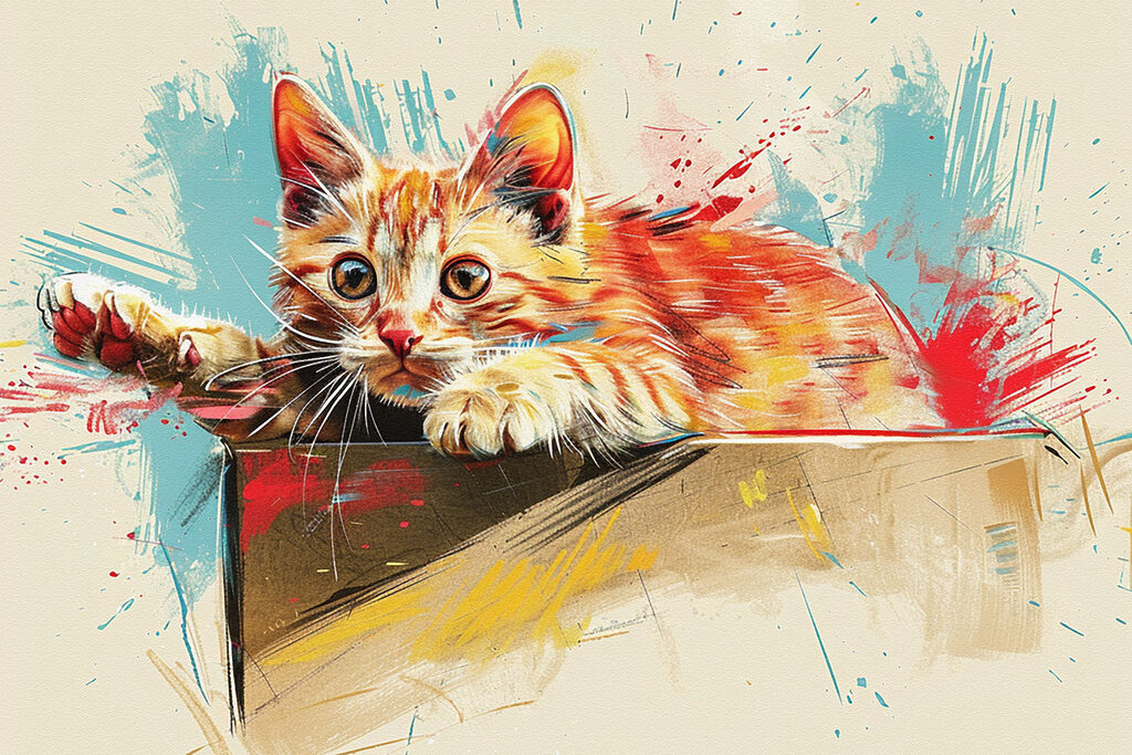 A cat lying on a box