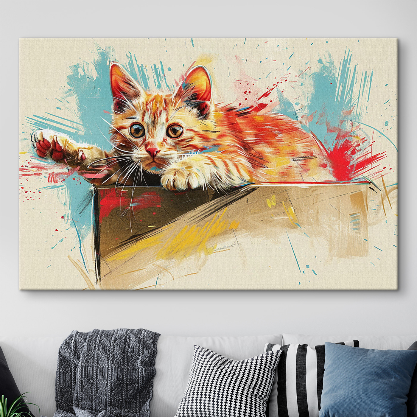 A cat lying on a box