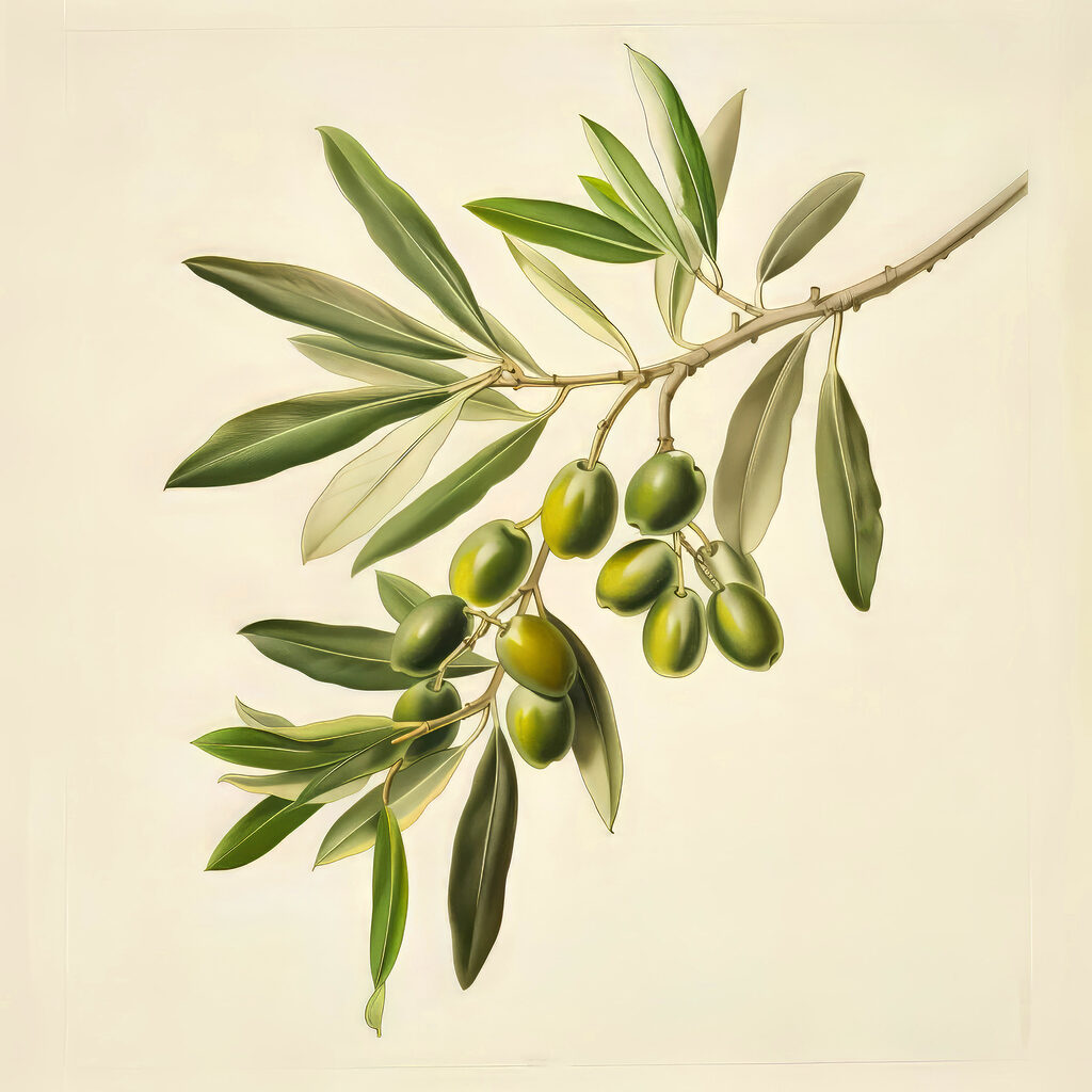 A green fruit on a branch A green fruit on a branch