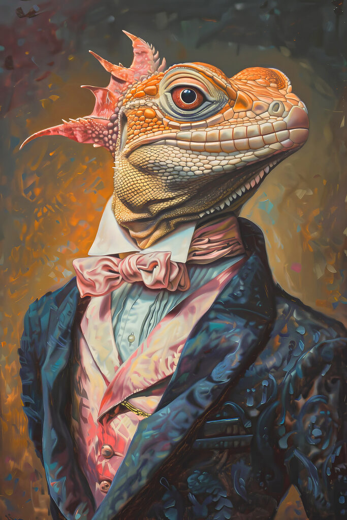 A lizard in a suit