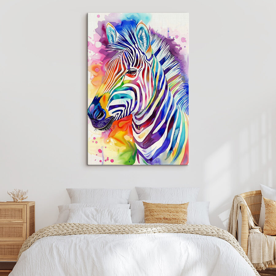 Farebná zebra s farbami dúhy