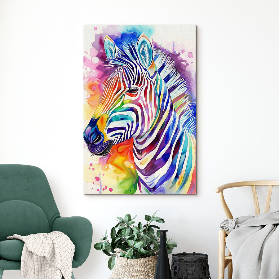 Farebná zebra s farbami dúhy