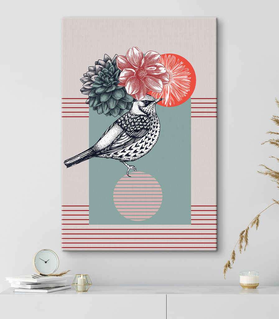 A bird with flowers on its head A bird with flowers on its head