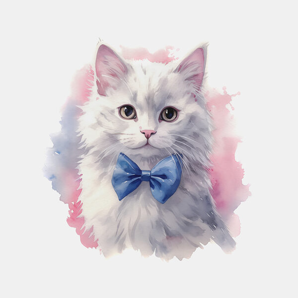 A watercolor of a cat wearing a bow tie A watercolor of a cat wearing a bow tie