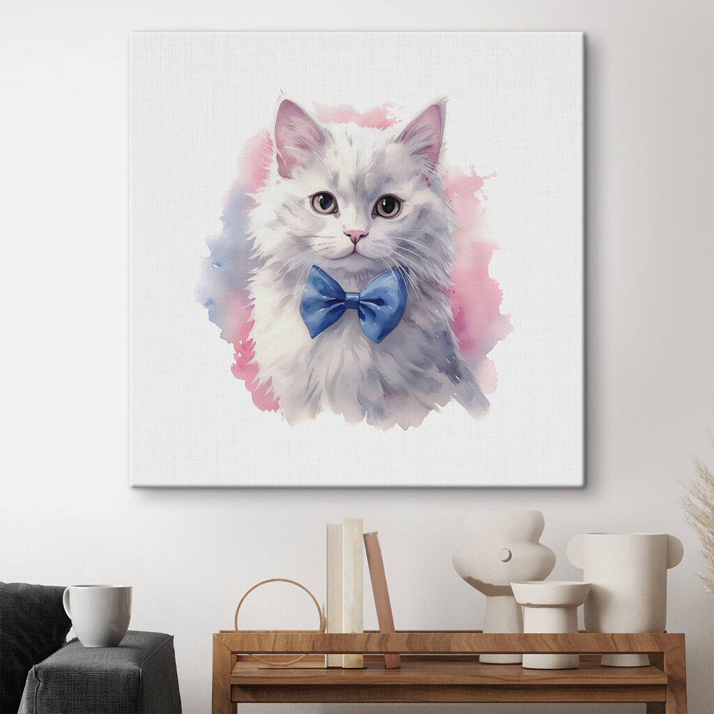 A watercolor of a cat wearing a bow tie A watercolor of a cat wearing a bow tie