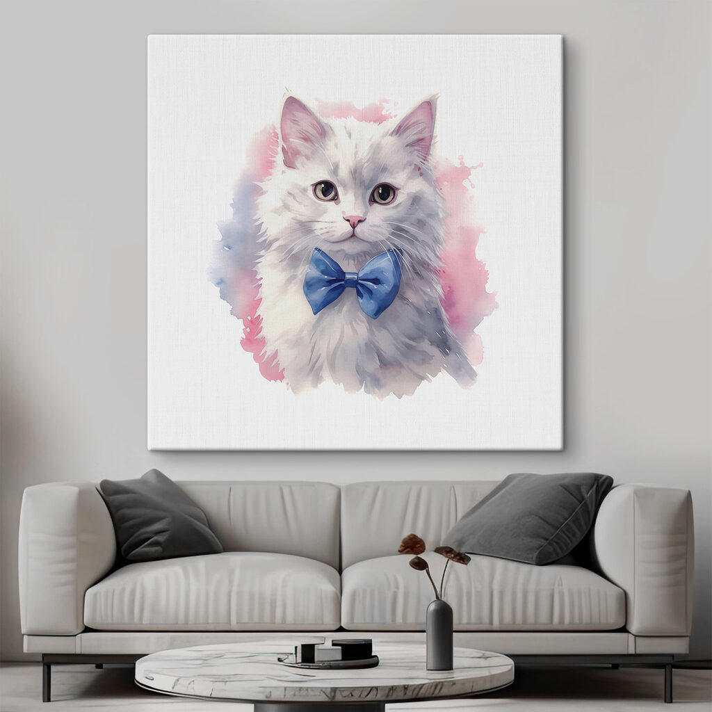 A watercolor of a cat wearing a bow tie A watercolor of a cat wearing a bow tie