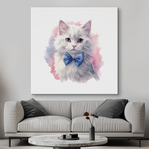 A watercolor of a cat wearing a bow tie A watercolor of a cat wearing a bow tie
