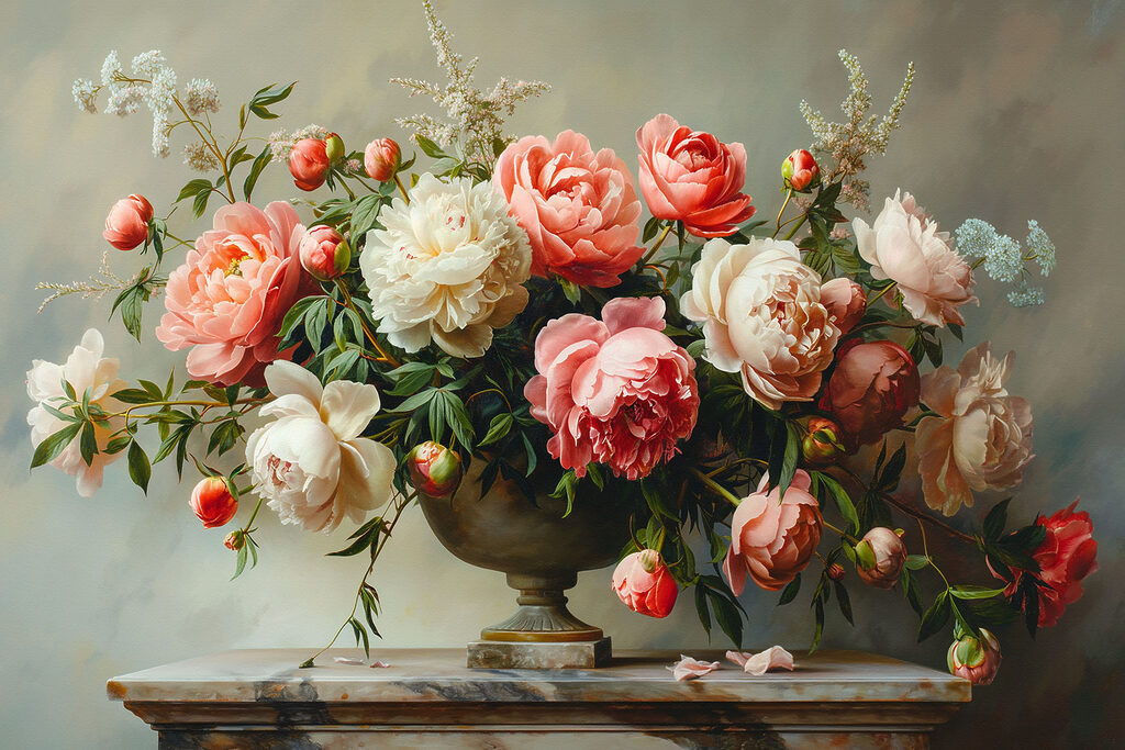 A vase of pink and white flowers A vase of pink and white flowers