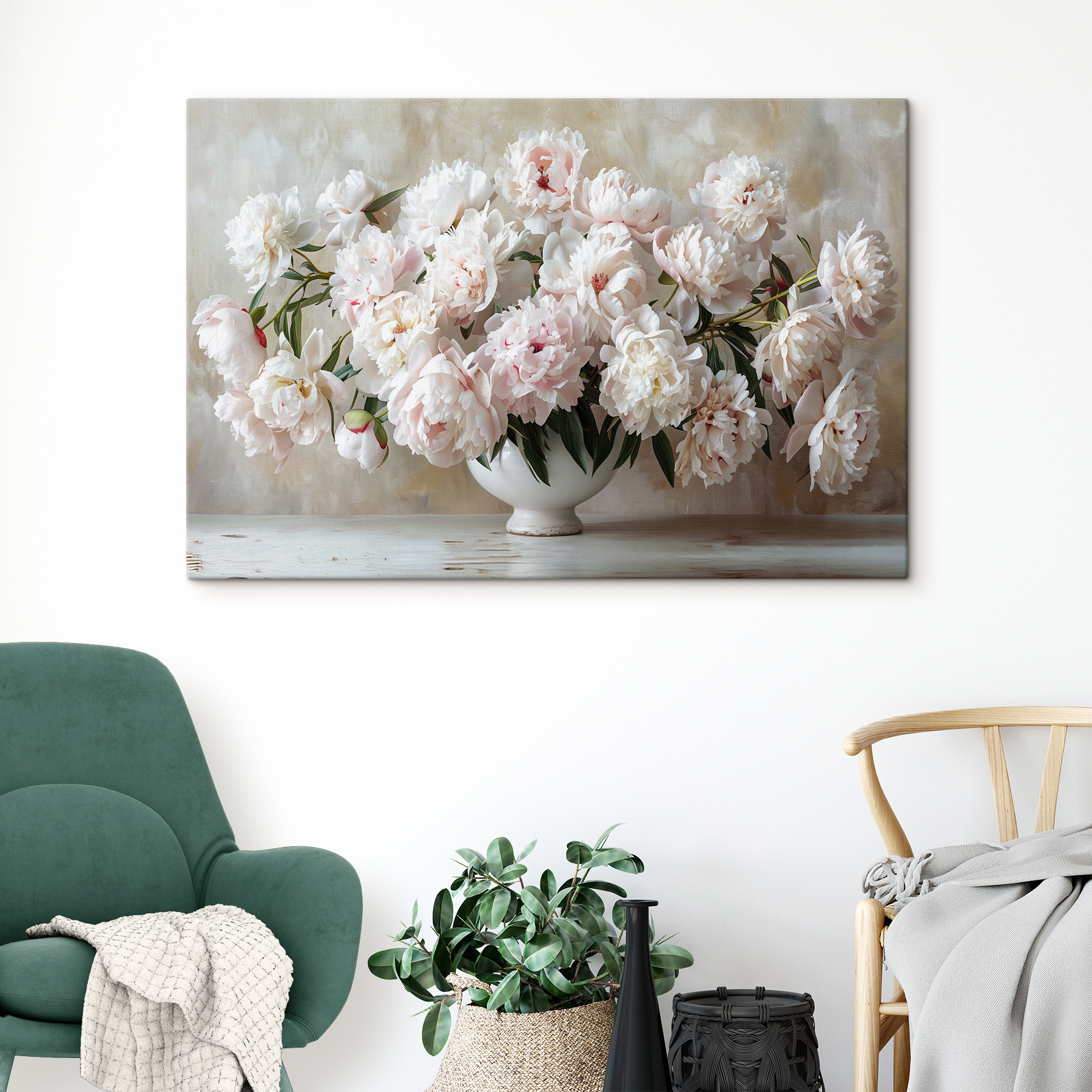 A vase of white flowers A vase of white flowers