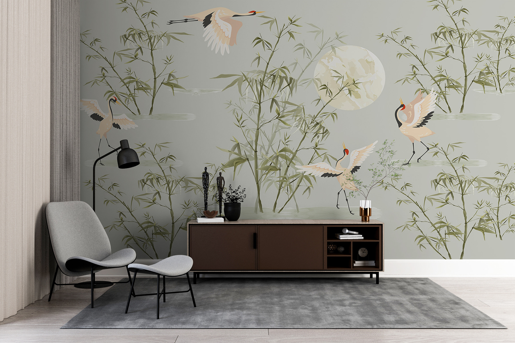 Tapeta s vtákmi a bambusom w00520pih2r - Tapeta s vtákmi a bambusom - tegory