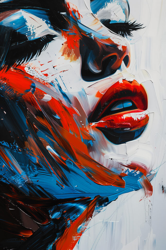 A painting of a woman's face A painting of a woman's face