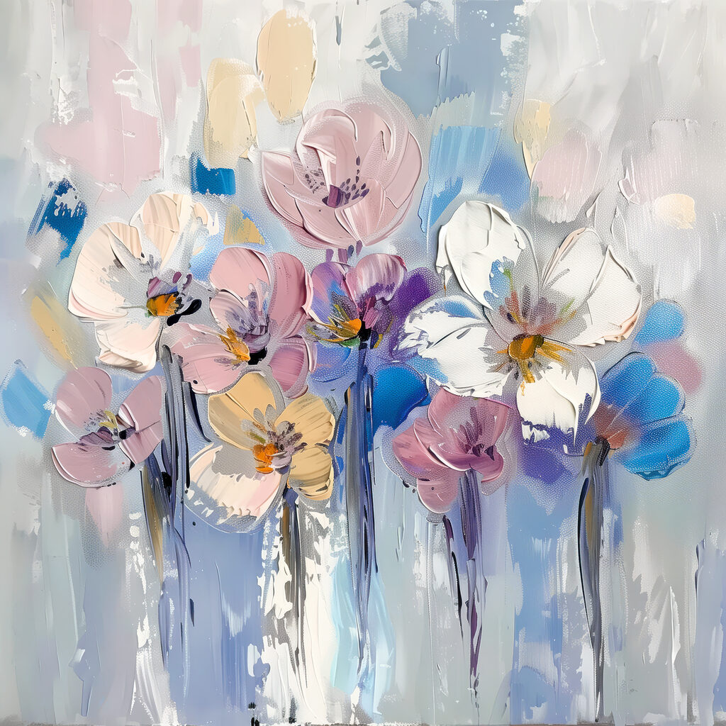 A painting of flowers on a white background A painting of flowers on a white background