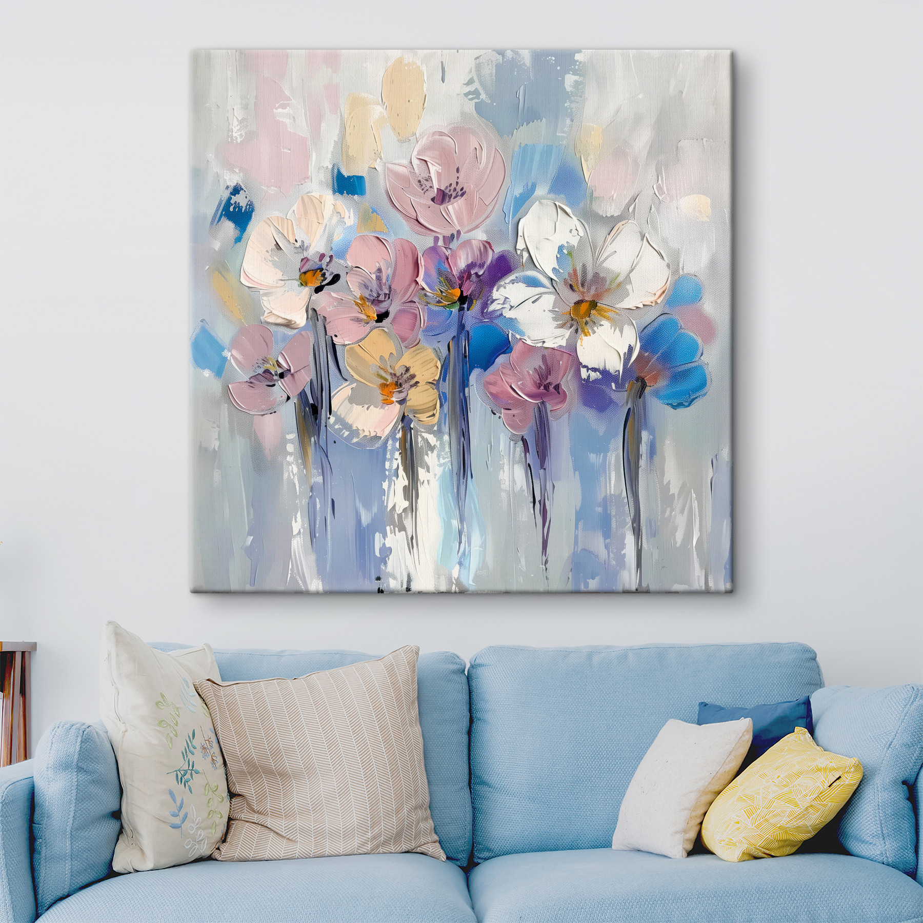 A painting of flowers on a white background A painting of flowers on a white background