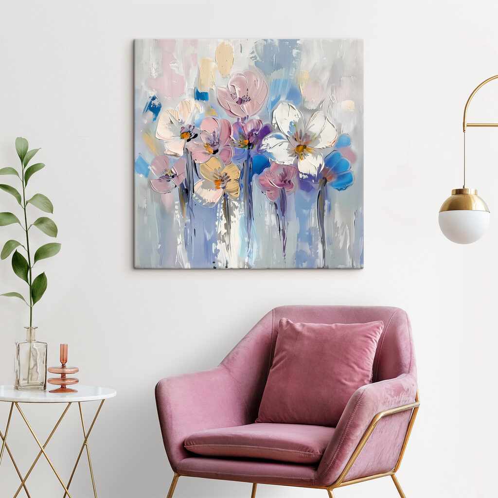A painting of flowers on a white background A painting of flowers on a white background