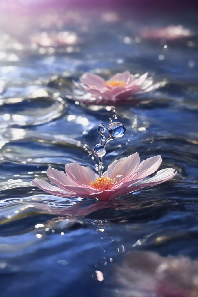A flower floating in water