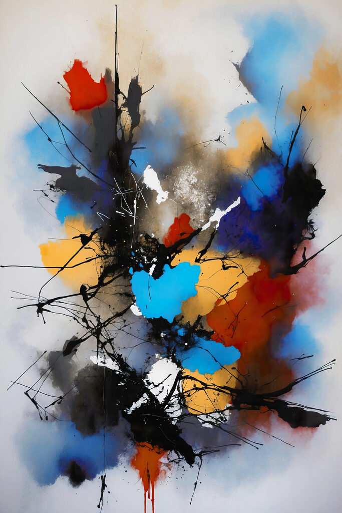 A painting of colorful paint splatters