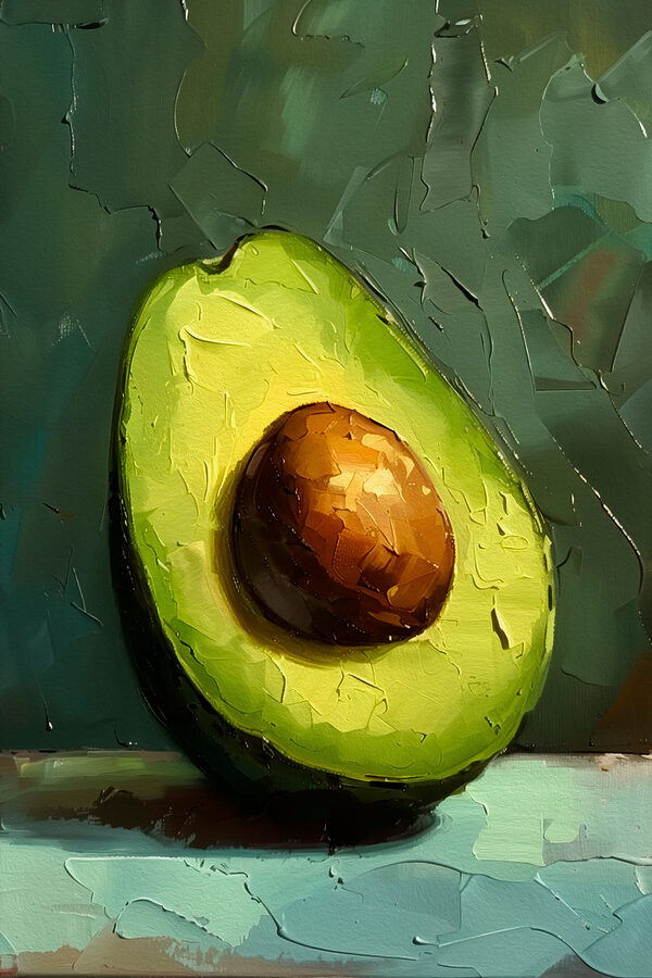 A painting of an avocado