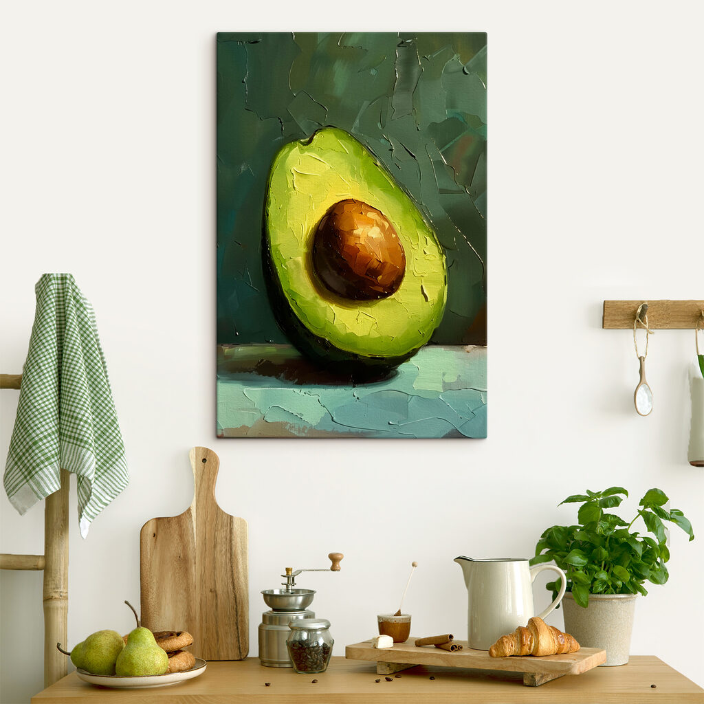 A painting of an avocado