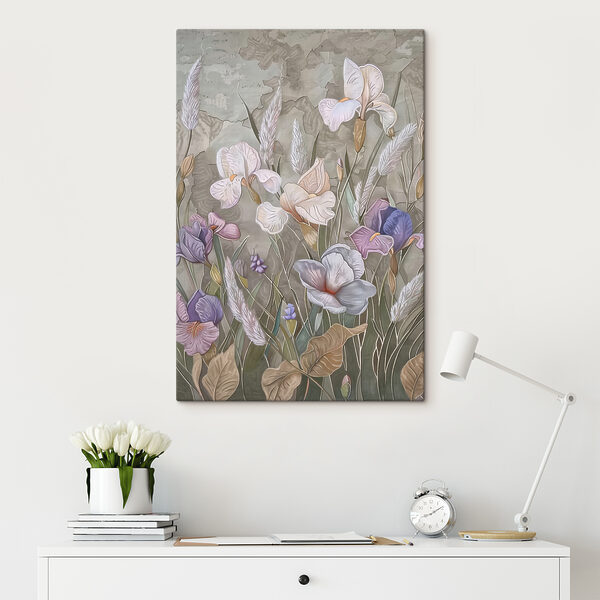 A painting of flowers and grass A painting of flowers and grass